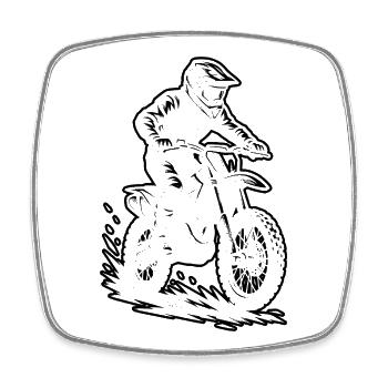 Motif classique du motocross - Magnet carré - blanc - Devant