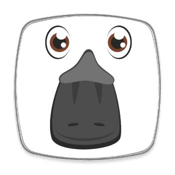 Visage de l’ornithorynque de dessin animé mignon, Australien monotrème - Magnet carré - blanc - Devant