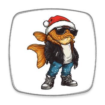 Poissons rouges Noël hiver - Magnet carré - blanc - Devant