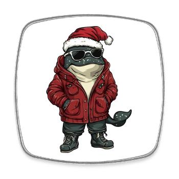 Noël Hiver de la baleine - Magnet carré - blanc - Devant