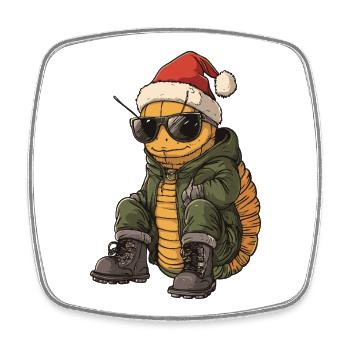 Worm Christmas Winter - Square fridge magnet - white - Front