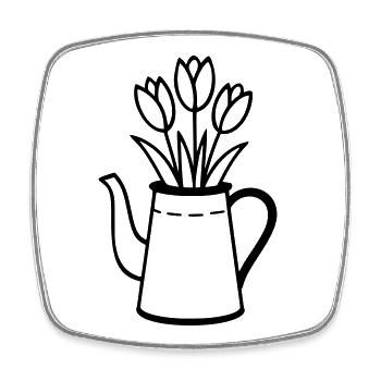 Cruche avec tulipes – motif de fleurs de printemps - Magnet carré - blanc - Devant