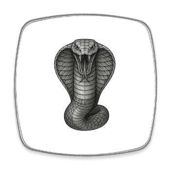 Kobra Graphitlinien-Illustration - Viereckiger Kühlschrankmagnet - Weiß - Vorne