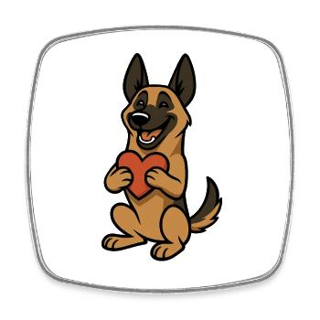 Malinois avec Heart Comic - Magnet carré - blanc - Devant