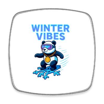 Winter Vibes Panda Neon - Viereckiger Kühlschrankmagnet - Weiß - Vorne