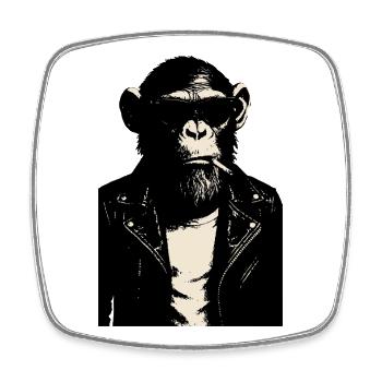 Monkey Rebel Lederjacke - Viereckiger Kühlschrankmagnet - Weiß - Vorne