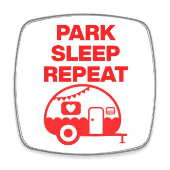 Park Sleep Repeat – Caravan Love, Camping-car, Van - Magnet carré - blanc - Devant