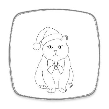 Weihnachtskatze - Viereckiger Kühlschrankmagnet - Weiß - Vorne