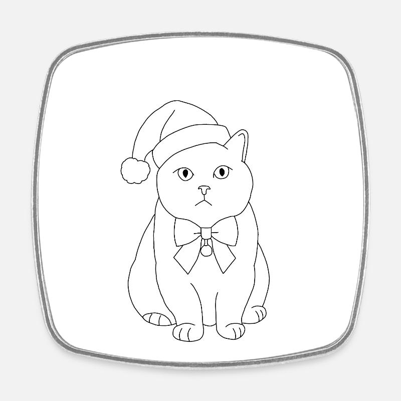 Christmas Cat - Square fridge magnet - white