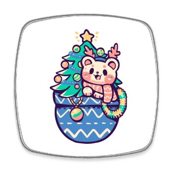 Poche pleine de joie festive - Magnet carré - blanc - Devant