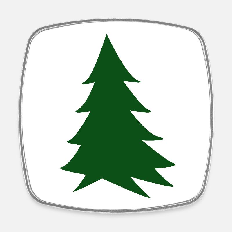 Deep green silhouette fir - Square fridge magnet - white