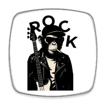 Monkey Biker Rockgitarrist - Viereckiger Kühlschrankmagnet - Weiß - Vorne