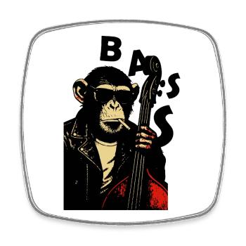 Monkey Bass Rebel - Viereckiger Kühlschrankmagnet - Weiß - Vorne
