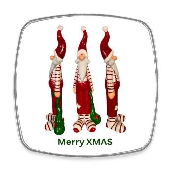 Santa Trio Merry XMAS - Square fridge magnet - white - Front