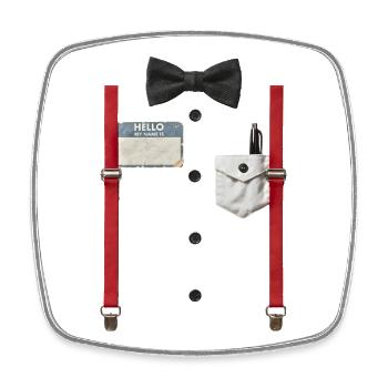 Vintage Dapper Set with Suspenders - Square fridge magnet - white - Front
