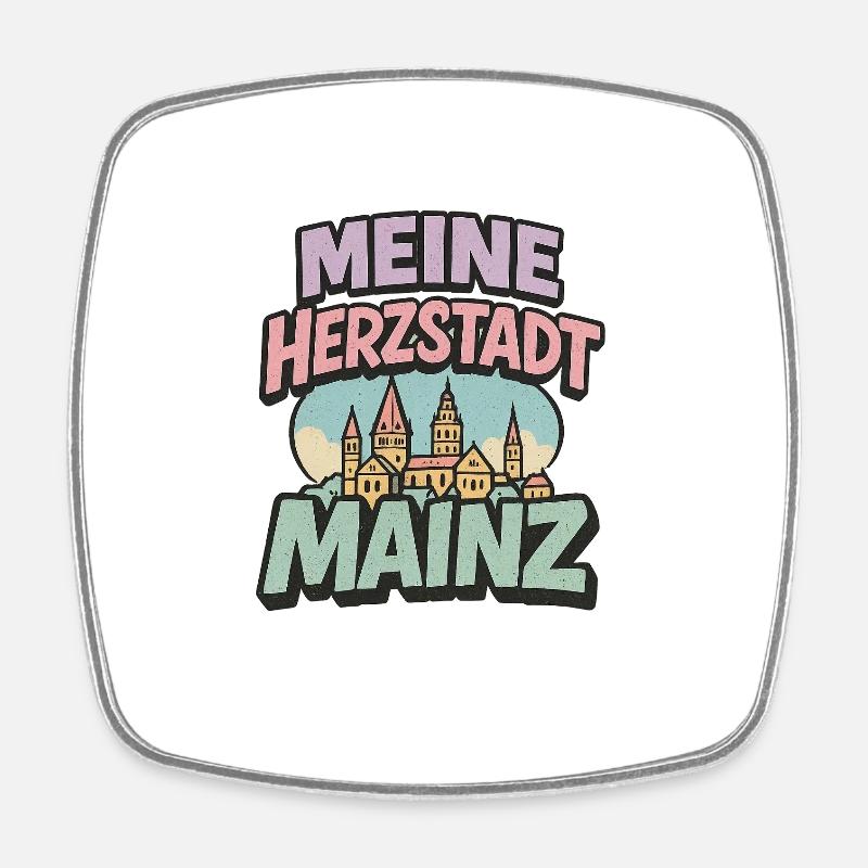 Mainz Herzstadt - Square fridge magnet - white
