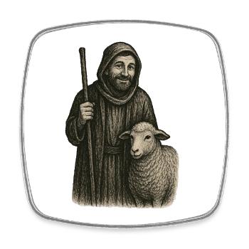 Der gute Hirte – Zeitlose Vintage Illustration - Viereckiger Kühlschrankmagnet - Weiß - Vorne