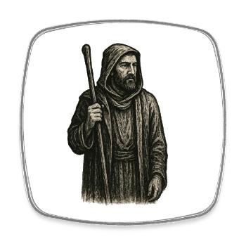 Mystic Shepherd – Dark Vintage Illustration - Square fridge magnet - white - Front