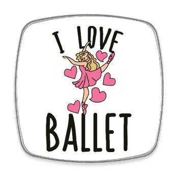 I Love Ballet Dancer Hearts - Square fridge magnet - white - Front
