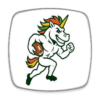 Unicorn Football Runner Mascot Power Design - Square fridge magnet - white - Front