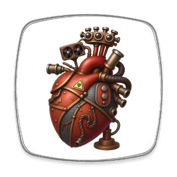 KÜNSTLICHES HERZ – Steam Punk'n'Roll - Viereckiger Kühlschrankmagnet - Weiß - Vorne