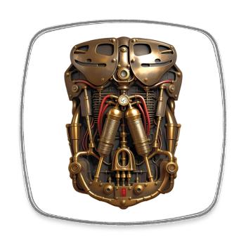 CYBORG-RÜSTUNG – Steam Punk'n'Roll - Viereckiger Kühlschrankmagnet - Weiß - Vorne