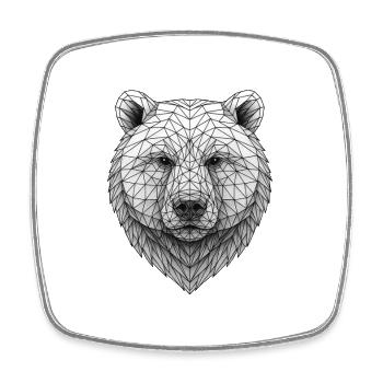 Geometric Bear Head - Square fridge magnet - white - Front