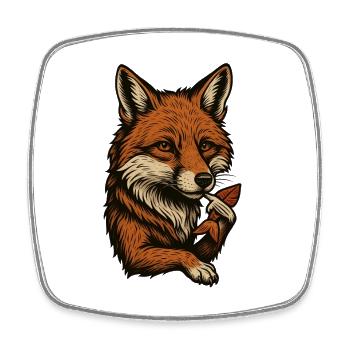 Fuchs im Vintage Stil - Viereckiger Kühlschrankmagnet - Weiß - Vorne