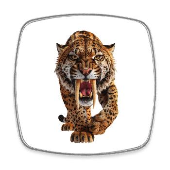 Saber-toothed Cat - Saber-toothed Tiger - Square fridge magnet - white - Front