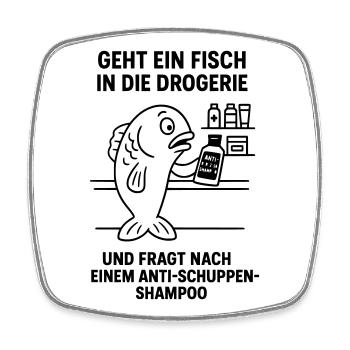 Blague anti-shampoing contre les pellicules sur les poissons - Magnet carré - blanc - Devant