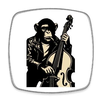 Lederbekleideter Monkey-Bassist - Viereckiger Kühlschrankmagnet - Weiß - Vorne