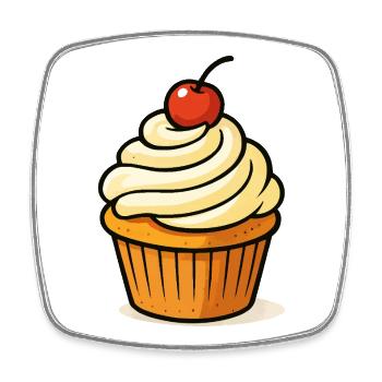 Kirsche Cupcake Illustration - Viereckiger Kühlschrankmagnet - Weiß - Vorne
