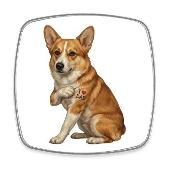 Corgi Love Dad Heart Tattoo - Square fridge magnet - white - Front