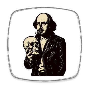 William Shakespeare mit Schädelporträt - Viereckiger Kühlschrankmagnet - Weiß - Vorne