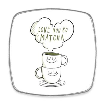 Je t’aime tellement, matcha jeu de mots thé, disant - Magnet carré - blanc - Devant