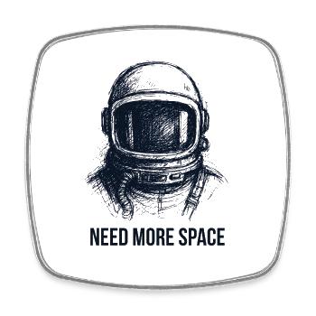 Need More Space Astronaut Spruch intro anti-social - Square fridge magnet - white - Front