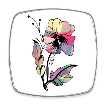 Blume - Viereckiger Kühlschrankmagnet - Weiß - Vorne