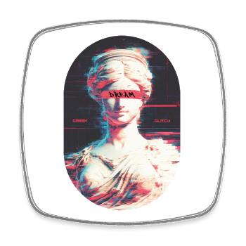 Greek Glitch - Viereckiger Kühlschrankmagnet - Weiß - Vorne