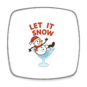 Let It Snow Snowman Cocktail Design - Viereckiger Kühlschrankmagnet - Weiß - Vorne