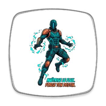 Cyberpunk Hero – Comic-Illustration - Viereckiger Kühlschrankmagnet - Weiß - Vorne