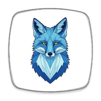 Tête de loup géométrique bleue - Magnet carré - blanc - Devant