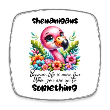 Flamingo Tropenblüten Glow - Viereckiger Kühlschrankmagnet - Weiß - Vorne