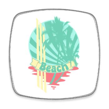 Strand Palmen Meer Banner - Viereckiger Kühlschrankmagnet - Weiß - Vorne