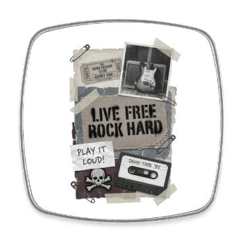 Live Free Rock Hard – Vintage-Rockmusik - Viereckiger Kühlschrankmagnet - Weiß - Vorne