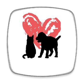 Cat and dog at heart for animal lovers - Square fridge magnet - white - Front
