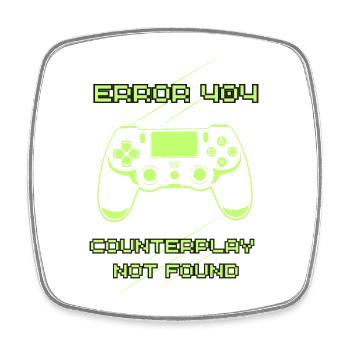 Fehler 404: Gegenspiel nicht gefunden | Lustiger Gamer - Viereckiger Kühlschrankmagnet - Weiß - Vorne