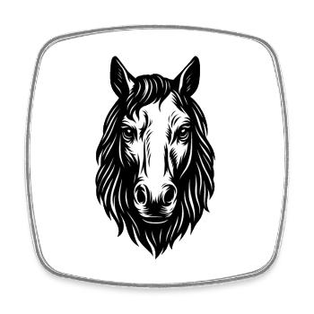 Art de la tête du cheval - Magnet carré - blanc - Devant