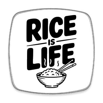 Rice Is Life - Square fridge magnet - white - Front