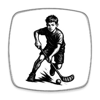 Floorball motif that works immediately - Square fridge magnet - white - Front