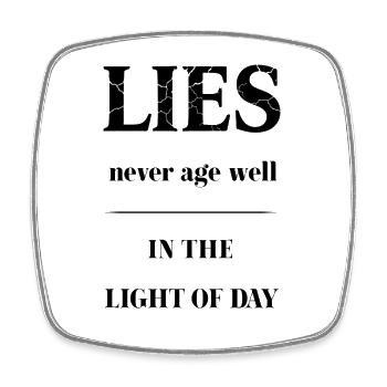 LIES – Typographie à texture fractionnaire - Magnet carré - blanc - Devant